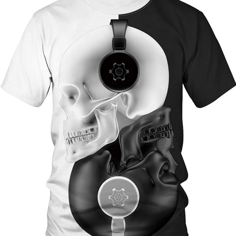 . New skull wearing head phone. All over shirt